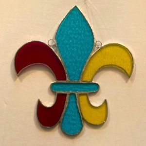 Hand crafted Stained Glass fleur de leis.